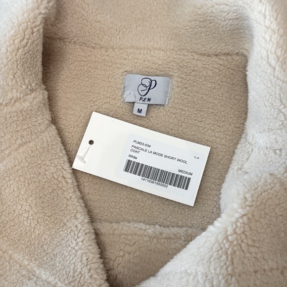 PLM Pascale La Mode Short Faux Wool Shearling, Suede Coat, Button Front, NWT - Picture 10 of 16